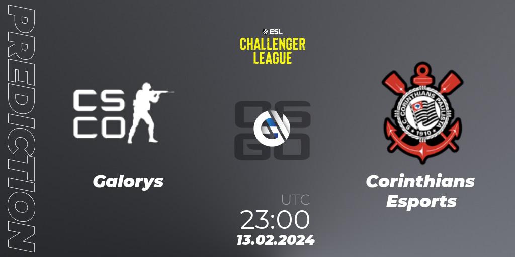 Galorys vs Corinthians Esports: Betting TIp, Match Prediction. 23.02.2024 at 22:00. Counter-Strike (CS2), ESL Challenger League Season 47: South America
