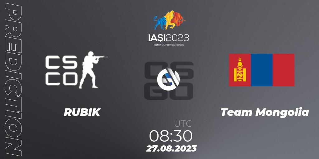 RUBIK vs Team Mongolia: Betting TIp, Match Prediction. 27.08.2023 at 21:10. Counter-Strike (CS2), IESF World Esports Championship 2023