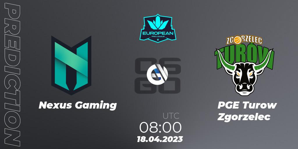 Nexus Gaming vs PGE Turow Zgorzelec: Betting TIp, Match Prediction. 18.04.2023 at 08:00. Counter-Strike (CS2), European Pro League Season 7