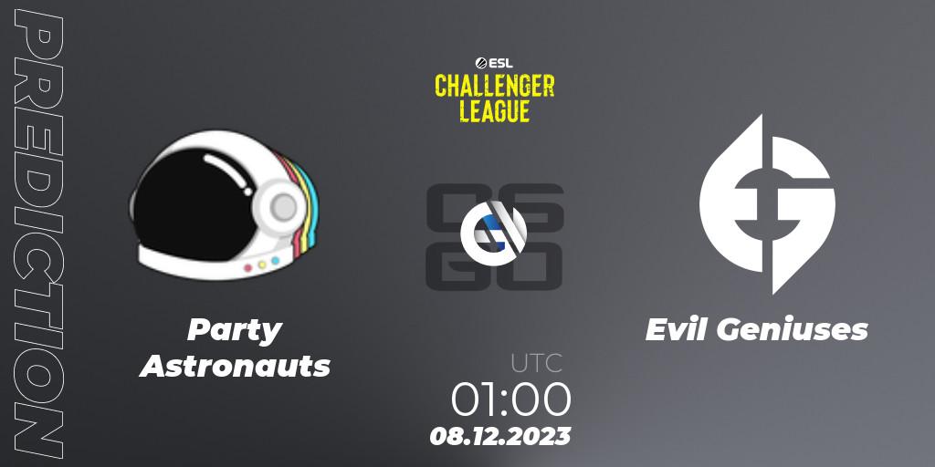 Party Astronauts vs Evil Geniuses: Betting TIp, Match Prediction. 08.12.23. CS2 (CS:GO), ESL Challenger League Season 46: North America