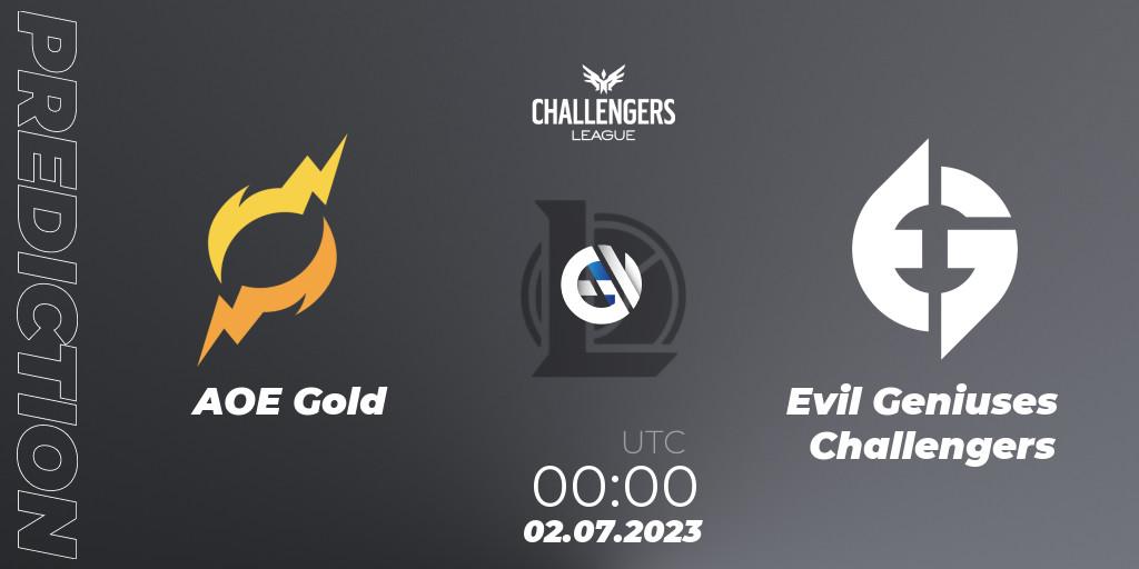 AOE Gold vs Evil Geniuses Challengers: Betting TIp, Match Prediction. 02.07.2023 at 00:00. LoL, North American Challengers League 2023 Summer - Group Stage