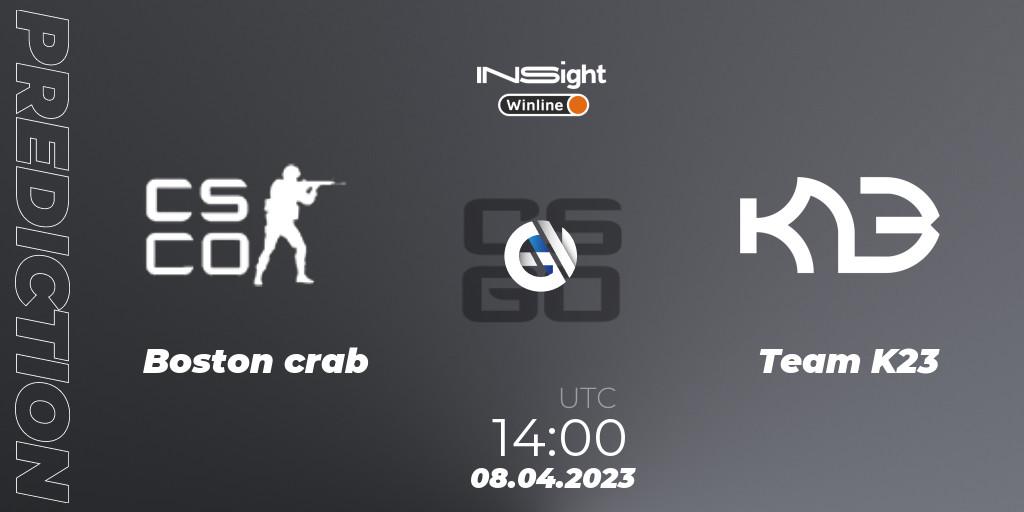 Boston crab vs Team K23: Betting TIp, Match Prediction. 08.04.23. CS2 (CS:GO), Winline Insight Season 3
