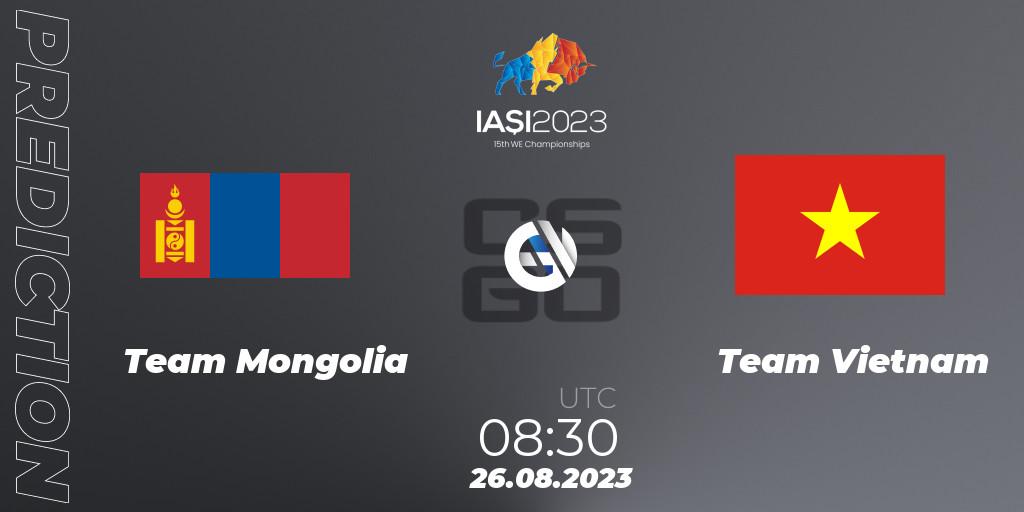 Team Mongolia vs Team Vietnam: Betting TIp, Match Prediction. 26.08.2023 at 12:30. Counter-Strike (CS2), IESF World Esports Championship 2023