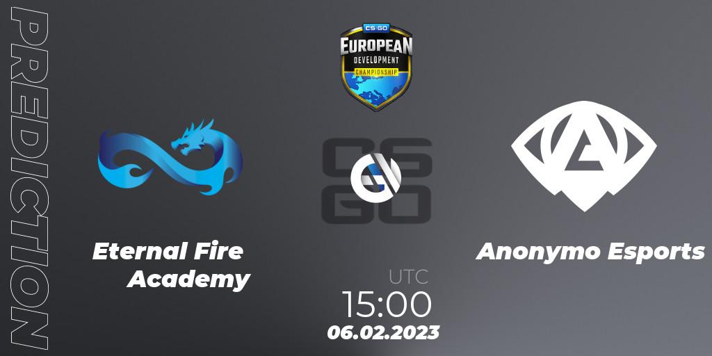 Eternal Fire Academy vs Anonymo Esports: Betting TIp, Match Prediction. 12.02.23. CS2 (CS:GO), European Development Championship 7 Closed Qualifier
