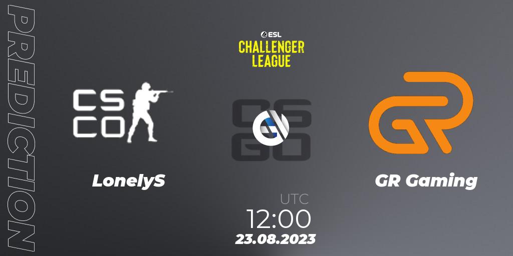 LonelyS vs GR Gaming: Betting TIp, Match Prediction. 23.08.2023 at 12:00. Counter-Strike (CS2), ESL Challenger League Season 46: Asia-Pacific