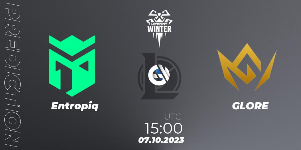 Entropiq vs GLORE: Betting TIp, Match Prediction. 07.10.2023 at 15:00. LoL, Hitpoint Masters Winter 2023 - Playoffs