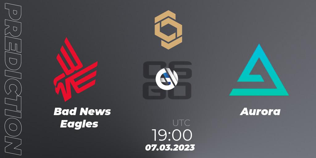 Bad News Eagles vs Aurora: Betting TIp, Match Prediction. 07.03.2023 at 19:00. Counter-Strike (CS2), CCT South Europe Series #3