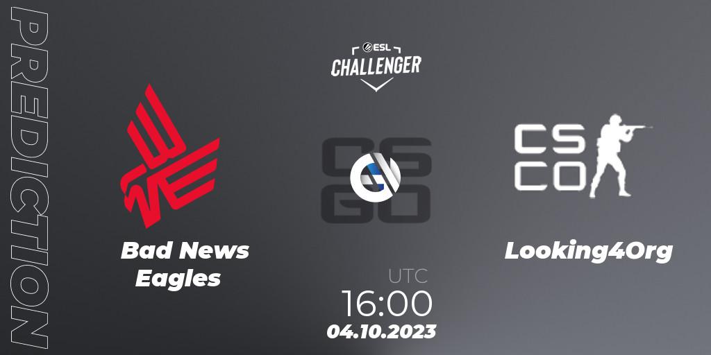 Bad News Eagles vs Looking4Org: Betting TIp, Match Prediction. 04.10.23. CS2 (CS:GO), ESL Challenger at DreamHack Winter 2023: European Open Qualifier