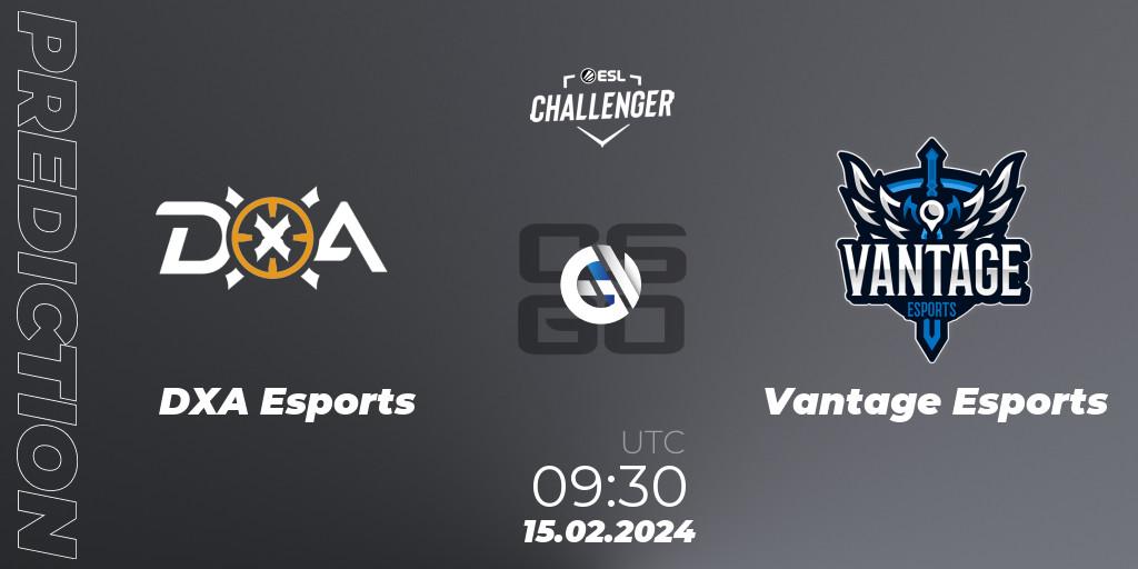 DXA Esports vs Vantage Esports: Betting TIp, Match Prediction. 15.02.2024 at 09:30. Counter-Strike (CS2), ESL Challenger #56: Oceanic Closed Qualifier