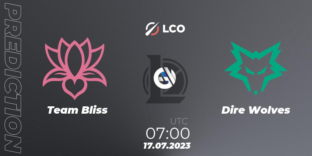 Team Bliss vs Dire Wolves: Betting TIp, Match Prediction. 17.07.2023 at 07:00. LoL, LCO Split 2 2023 - Playoffs
