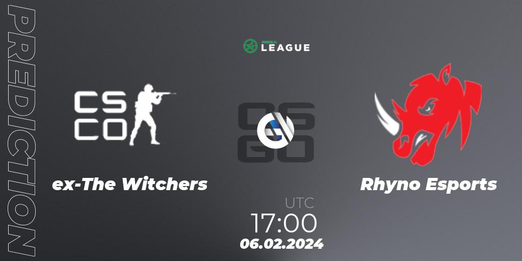 ex-The Witchers vs Rhyno Esports: Betting TIp, Match Prediction. 06.02.2024 at 17:00. Counter-Strike (CS2), ESEA Season 48: Advanced Division - Europe