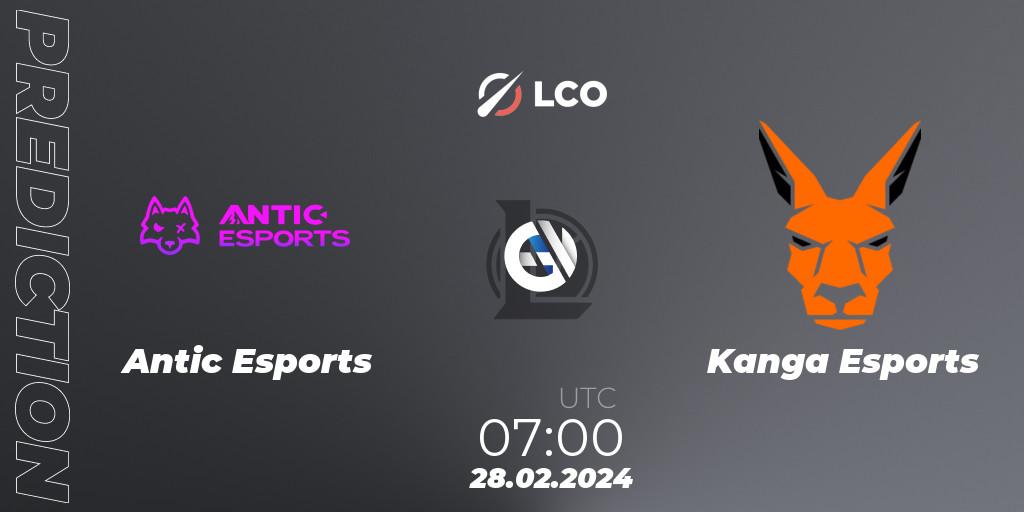 Antic Esports vs Kanga Esports: Betting TIp, Match Prediction. 28.02.2024 at 07:00. LoL, LCO Split 1 2024 - Playoffs