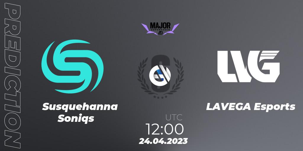 Susquehanna Soniqs vs LAVEGA Esports: Betting TIp, Match Prediction. 24.04.2023 at 12:00. Rainbow Six, BLAST R6 Major Copenhagen 2023