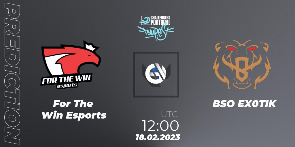 For The Win Esports vs BSO EX0TIK: Betting TIp, Match Prediction. 18.02.2023 at 12:00. VALORANT, VALORANT Challengers 2023 Portugal: Tempest Split 1