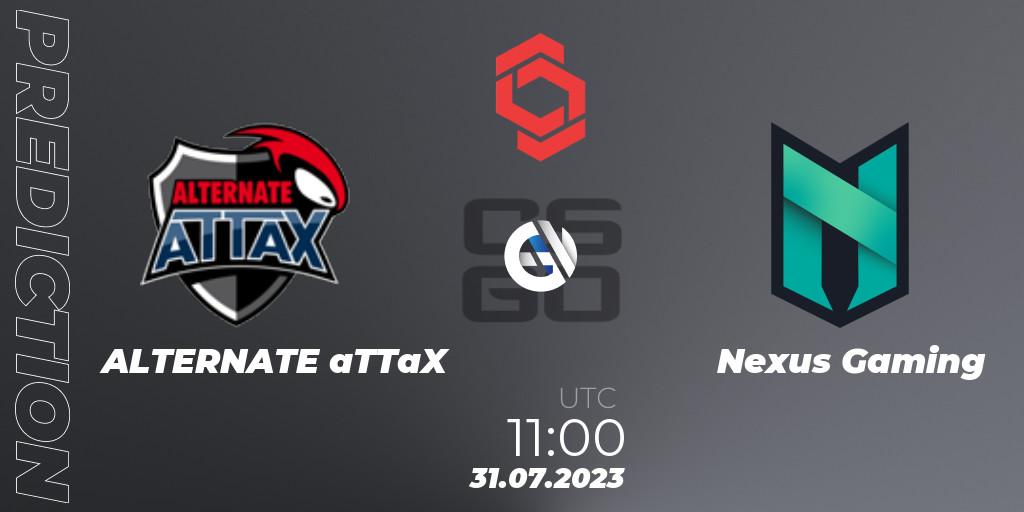 ALTERNATE aTTaX vs Nexus Gaming: Betting TIp, Match Prediction. 31.07.2023 at 11:00. Counter-Strike (CS2), CCT Central Europe Series #7