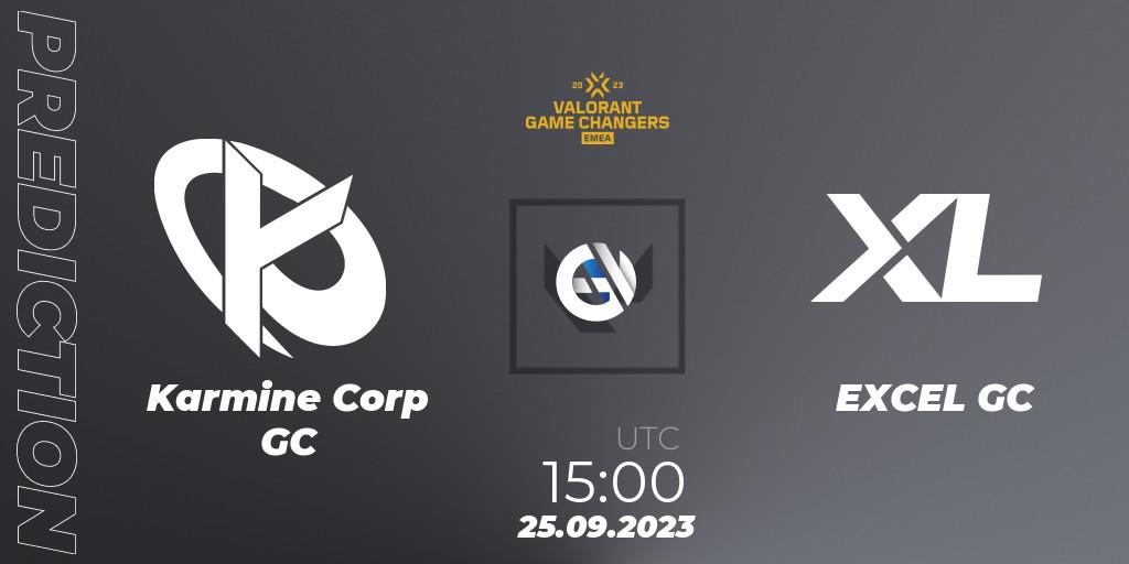 Karmine Corp GC vs EXCEL GC: Betting TIp, Match Prediction. 25.09.2023 at 15:00. VALORANT, VCT 2023: Game Changers EMEA Stage 3 - Group Stage