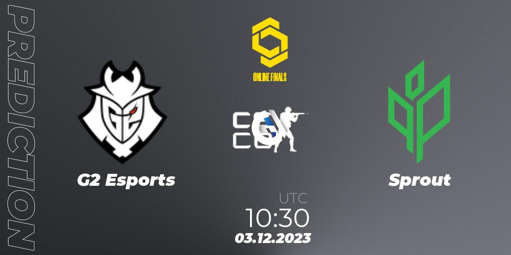 G2 Esports vs Sprout: Betting TIp, Match Prediction. 03.12.2023 at 10:30. Counter-Strike (CS2), CCT Online Finals #5
