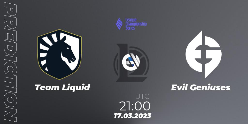 Team Liquid vs Evil Geniuses: Betting TIp, Match Prediction. 16.02.23. LoL, LCS Spring 2023 - Group Stage