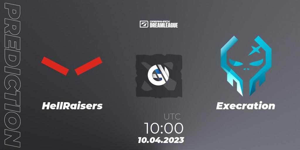 ex-HellRaisers vs Execration: Betting TIp, Match Prediction. 10.04.2023 at 10:01. Dota 2, DreamLeague Season 19 - Group Stage 1