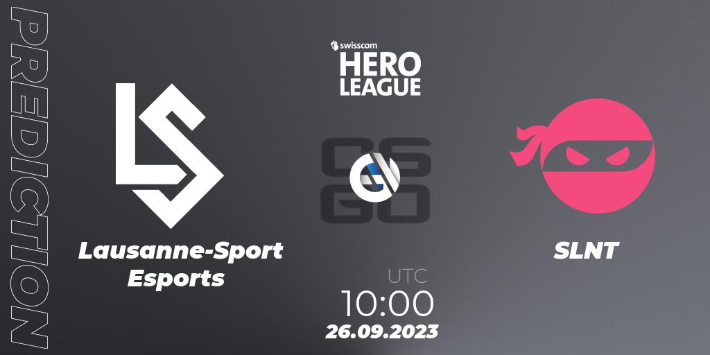Lausanne-Sport Esports vs SLNT: Betting TIp, Match Prediction. 26.09.2023 at 17:00. Counter-Strike (CS2), Swisscom Hero League Fall 2023