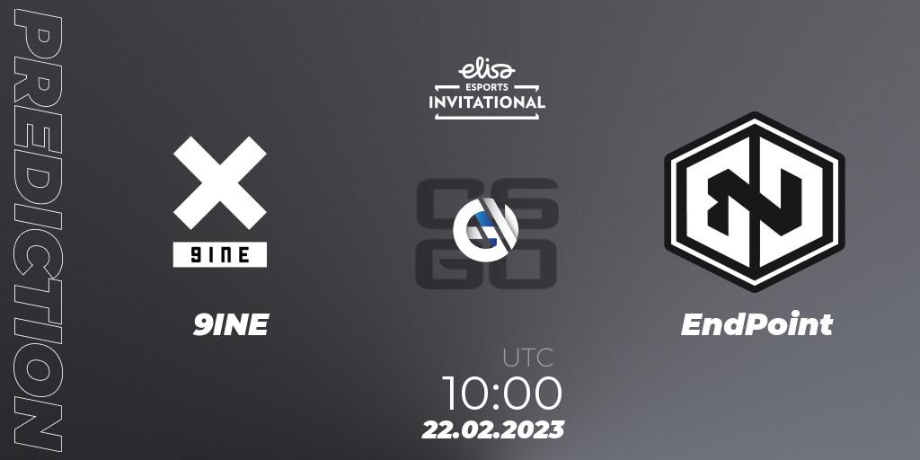 9INE vs EndPoint: Betting TIp, Match Prediction. 22.02.2023 at 10:00. Counter-Strike (CS2), Elisa Invitational Winter 2023