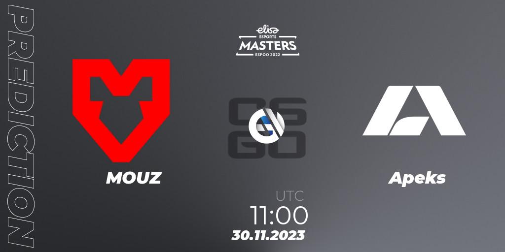 MOUZ vs Apeks: Betting TIp, Match Prediction. 30.11.23. CS2 (CS:GO), Elisa Masters Espoo 2023