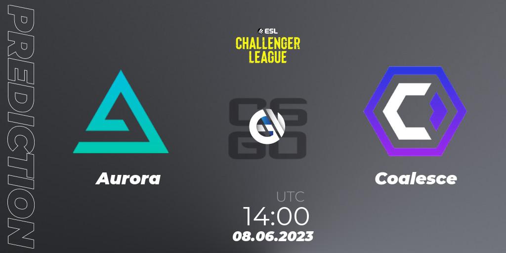 Aurora vs Coalesce: Betting TIp, Match Prediction. 08.06.2023 at 14:00. Counter-Strike (CS2), ESL Challenger League Season 45 Europe Relegation