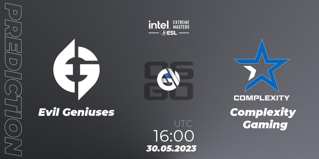 Evil Geniuses vs Complexity Gaming: Betting TIp, Match Prediction. 30.05.2023 at 16:00. Counter-Strike (CS2), IEM Dallas 2023