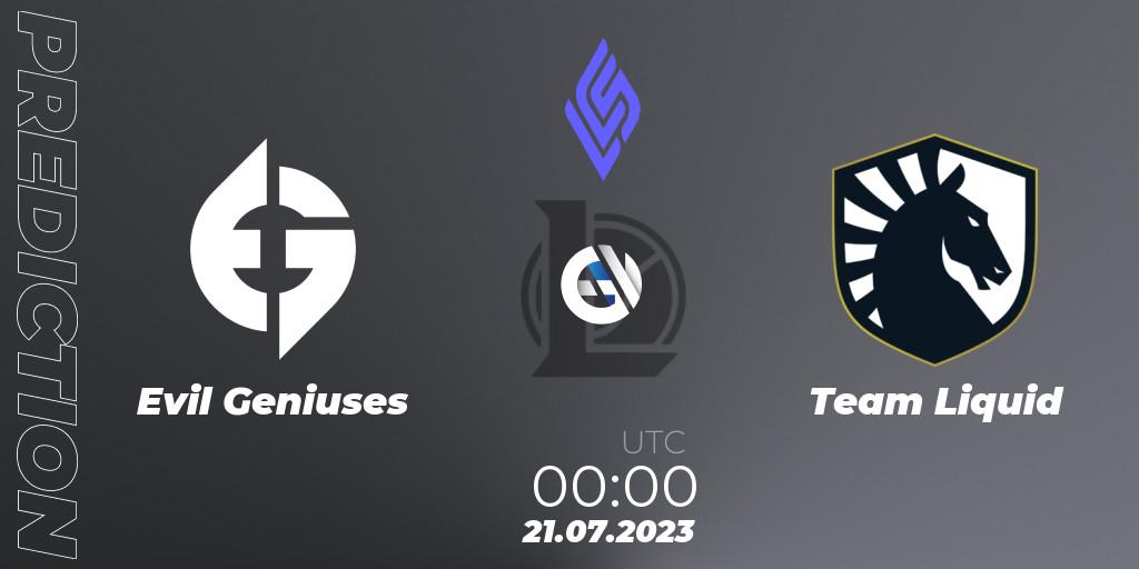 Evil Geniuses vs Team Liquid: Betting TIp, Match Prediction. 21.07.23. LoL, LCS Summer 2023 - Group Stage