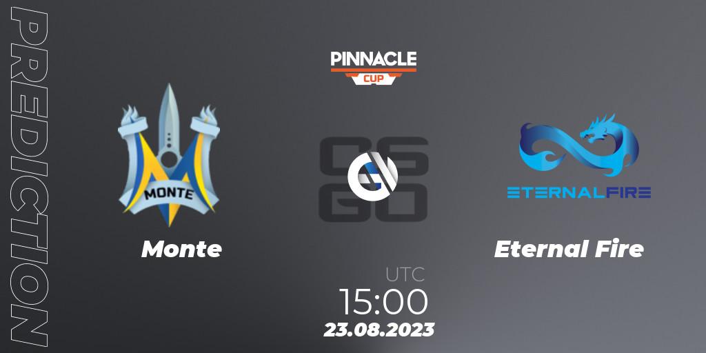 Monte vs Eternal Fire: Betting TIp, Match Prediction. 23.08.2023 at 15:30. Counter-Strike (CS2), Pinnacle Cup V