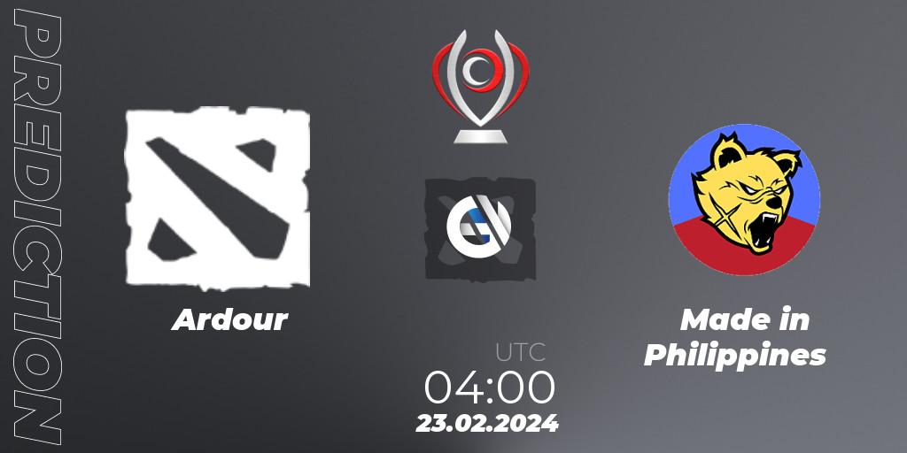 Ardour vs Made in Philippines: Betting TIp, Match Prediction. 23.02.2024 at 04:00. Dota 2, Opus League