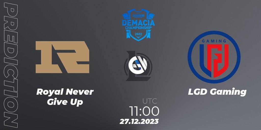 Royal Never Give Up vs LGD Gaming: Betting TIp, Match Prediction. 27.12.23. LoL, Demacia Cup 2023 Group Stage