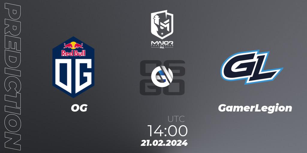 OG vs GamerLegion: Betting TIp, Match Prediction. 21.02.2024 at 14:00. Counter-Strike (CS2), PGL CS2 Major Copenhagen 2024: European RMR B