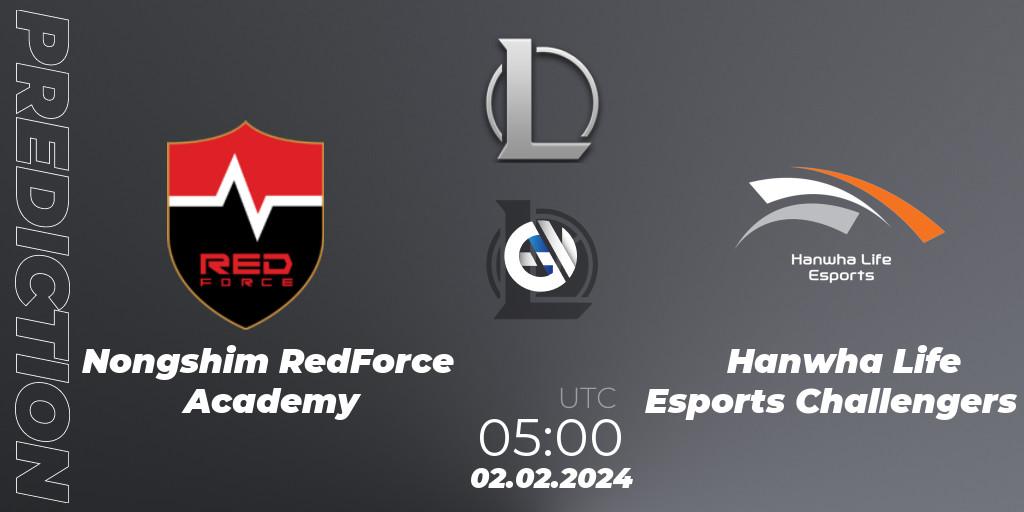 Nongshim RedForce Academy vs Hanwha Life Esports Challengers: Betting TIp, Match Prediction. 02.02.2024 at 05:00. LoL, LCK Challengers League 2024 Spring - Group Stage