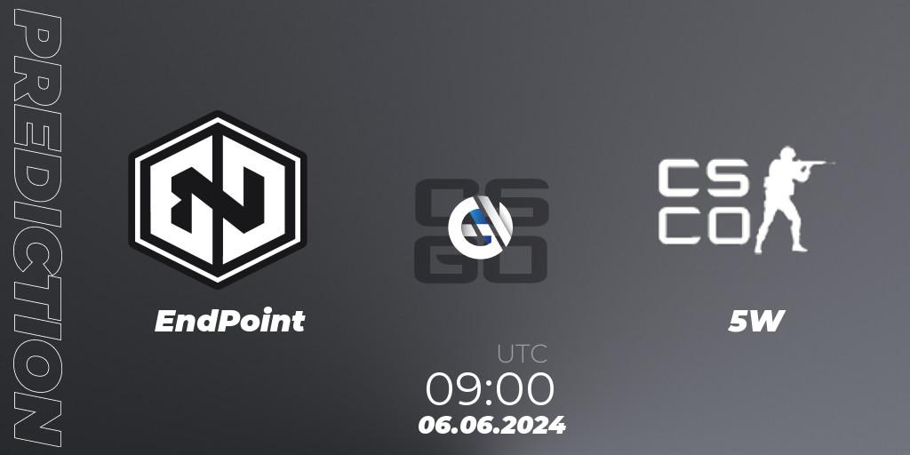 EndPoint vs 5W Gaming: Betting TIp, Match Prediction. 06.06.2024 at 09:00. Counter-Strike (CS2), Regional Clash Arena Europe