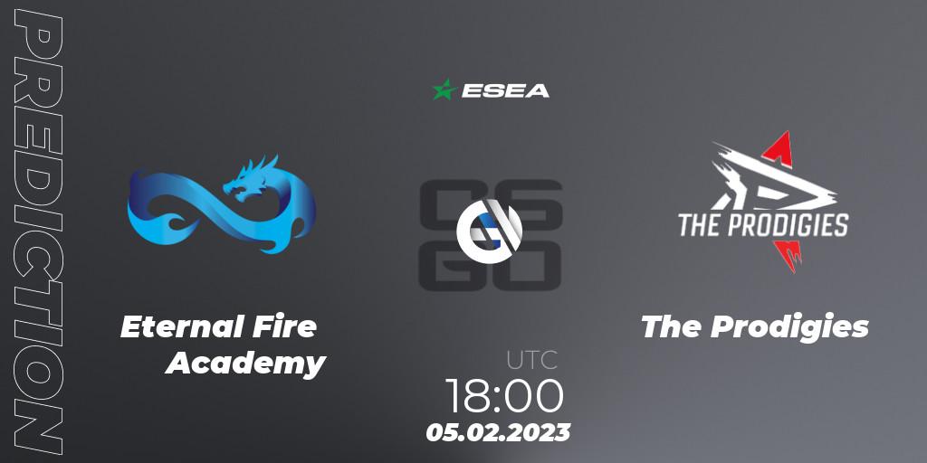 Eternal Fire Academy vs The Prodigies: Betting TIp, Match Prediction. 05.02.2023 at 18:00. Counter-Strike (CS2), ESEA Season 44: Advanced Division - Europe