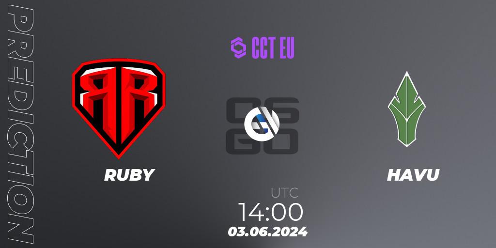 RUBY vs HAVU: Betting TIp, Match Prediction. 03.06.2024 at 14:00. Counter-Strike (CS2), CCT Season 2 Europe Series 5