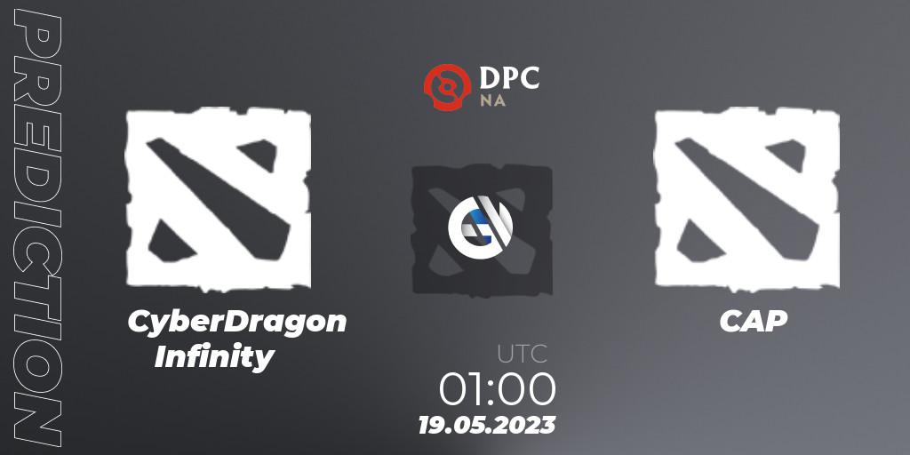 CyberDragon Infinity vs CAP: Betting TIp, Match Prediction. 19.05.2023 at 00:00. Dota 2, DPC NA 2023 Tour 3: Open Qualifier #2