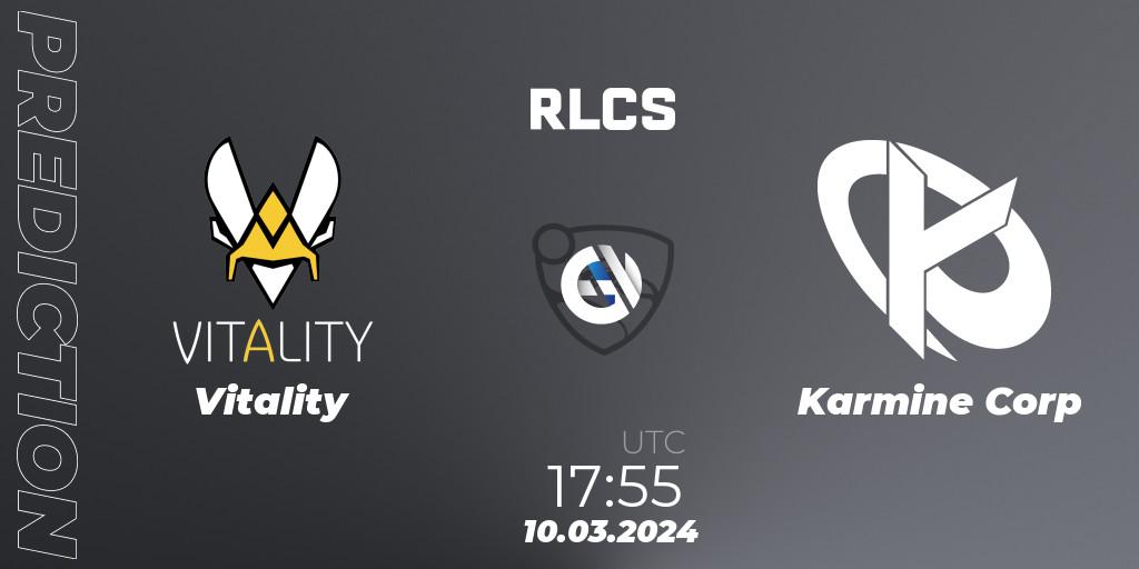 Vitality vs Karmine Corp: Betting TIp, Match Prediction. 10.03.2024 at 17:55. Rocket League, RLCS 2024 - Major 1: Europe Open Qualifier 3