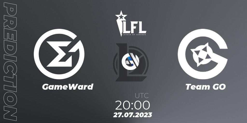GameWard vs Team GO: Betting TIp, Match Prediction. 27.07.2023 at 20:15. LoL, LFL Summer 2023 - Group Stage