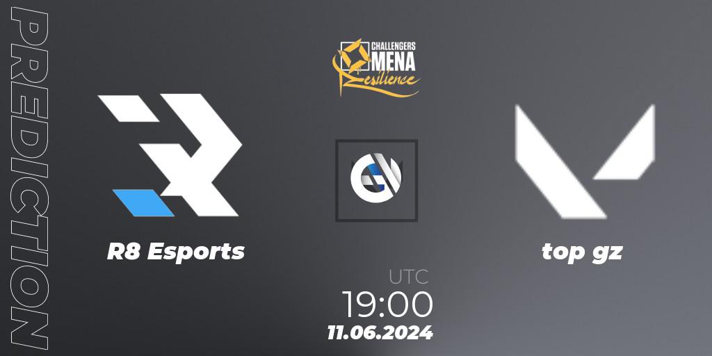R8 Esports vs top gz: Betting TIp, Match Prediction. 11.06.2024 at 19:00. VALORANT, VALORANT Challengers 2024 MENA: Resilience Split 2 - Levant and North Africa