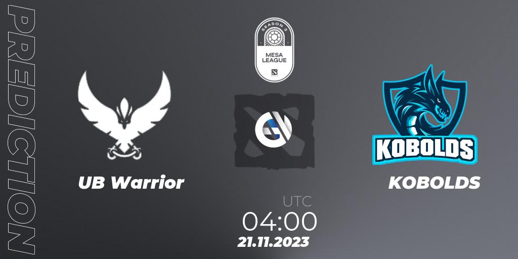 UB Warrior vs KOBOLDS: Betting TIp, Match Prediction. 21.11.2023 at 04:00. Dota 2, MESA League Season 2