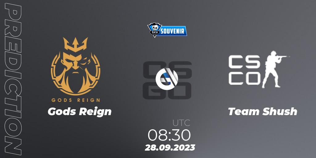 Gods Reign vs Team Shush: Betting TIp, Match Prediction. 28.09.2023 at 12:00. Counter-Strike (CS2), Skyesports Souvenir 2023