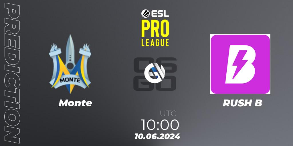 Monte vs RUSH B: Betting TIp, Match Prediction. 10.06.2024 at 10:00. Counter-Strike (CS2), ESL Pro League Season 20: European Conference
