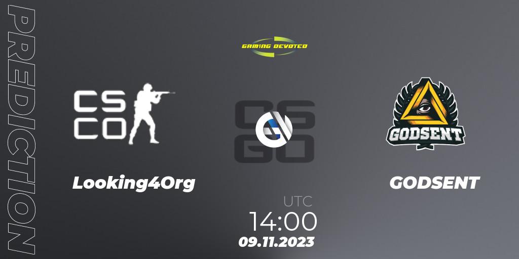 Looking4Org vs GODSENT: Betting TIp, Match Prediction. 09.11.2023 at 14:00. Counter-Strike (CS2), Gaming Devoted Become The Best