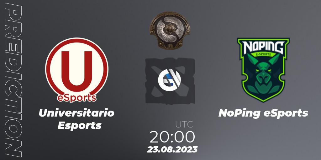 Universitario Esports vs NoPing eSports: Betting TIp, Match Prediction. 23.08.2023 at 20:53. Dota 2, The International 2023 - South America Qualifier