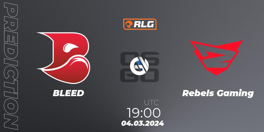 BLEED vs Rebels Gaming: Betting TIp, Match Prediction. 04.03.2024 at 19:00. Counter-Strike (CS2), RES European Series #1