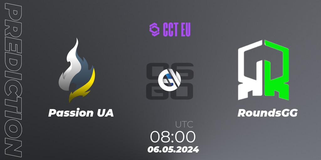 Passion UA vs RoundsGG: Betting TIp, Match Prediction. 06.05.2024 at 08:00. Counter-Strike (CS2), CCT Season 2 European Series #3 Play-In