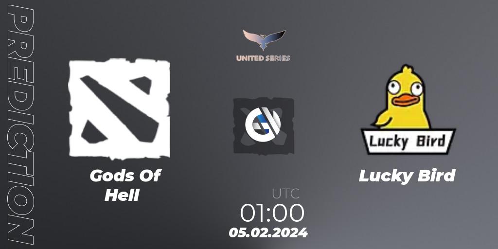 Gods Of Hell vs Lucky Bird: Betting TIp, Match Prediction. 05.02.2024 at 01:00. Dota 2, United Series 1