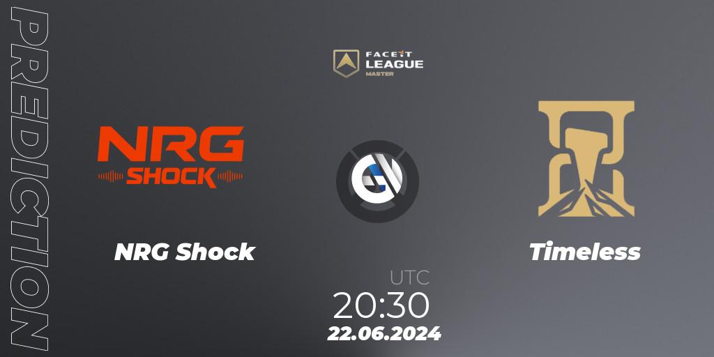 NRG Shock vs Timeless: Betting TIp, Match Prediction. 22.06.2024 at 22:00. Overwatch, FACEIT League Season 1 - NA Master Road to EWC